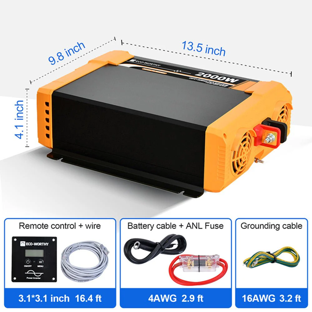 Eco-Worthy 2000W Off-Grid Pure Sine Wave Inverter 12V to 230V - Image 7