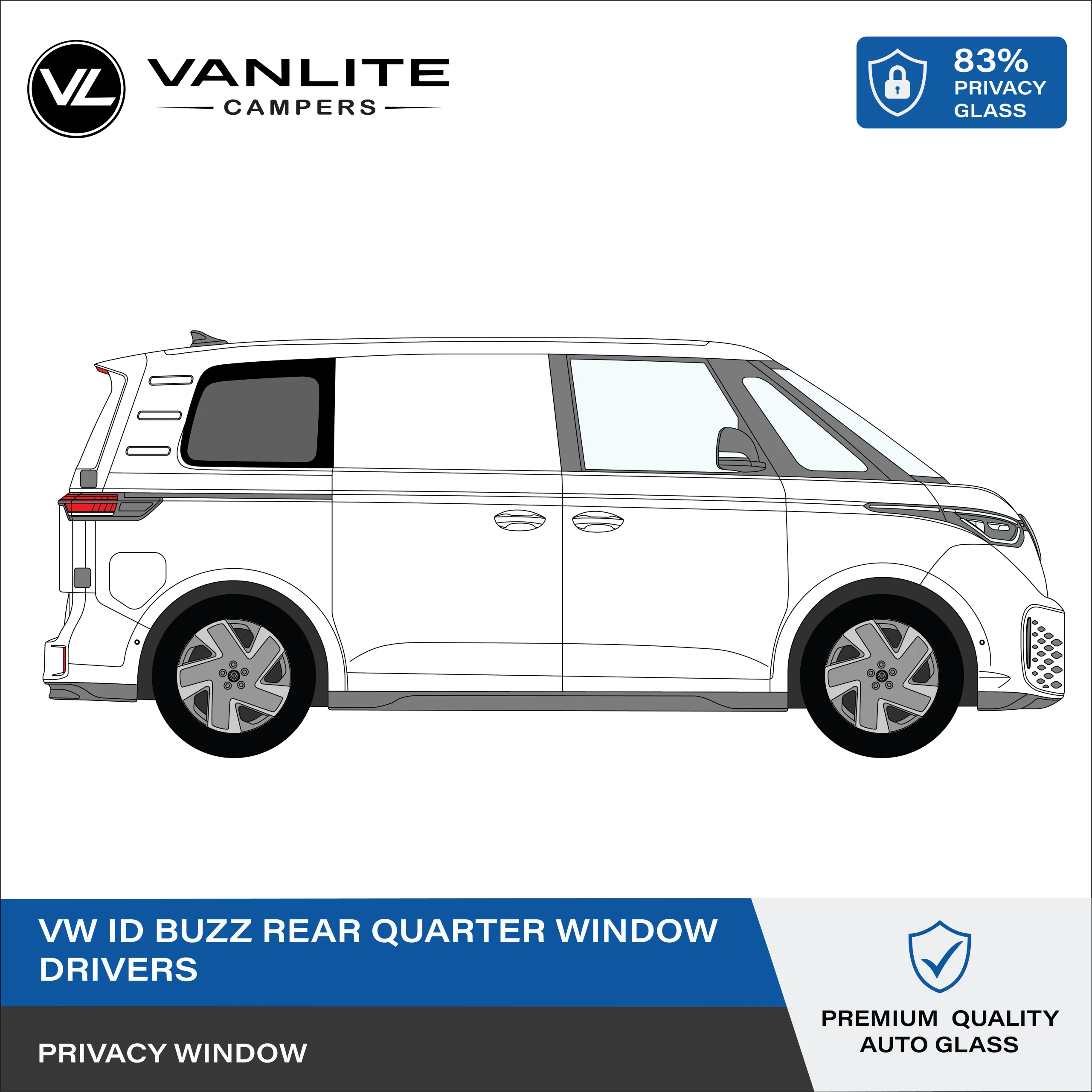 VW ID Buzz Rear Quarter Window R/H (Driver Side) Privacy Glass