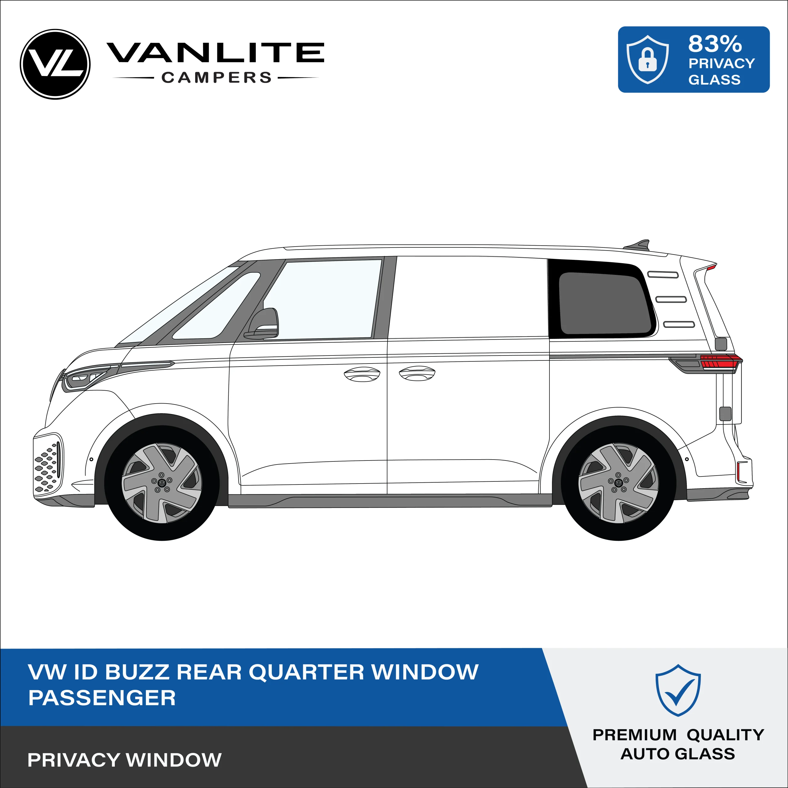 VW ID Buzz Rear Quarter Window L/H (Passenger Side) Privacy Glass