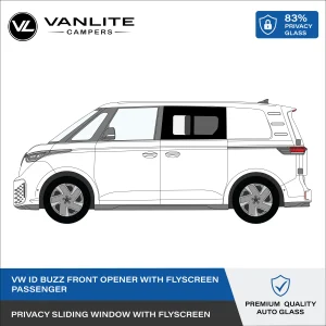 VW ID Buzz Side Load Door Front Panel Half Slider L/H (Passenger Side) Privacy Glass with Flyscreen