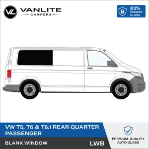 VW Transporter T5/T6/T6.1 Rear Quarter Window LWB R/H (Driver Side) Blank Glass