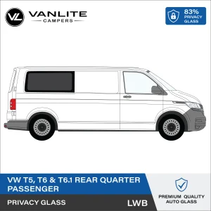 VW Transporter T5/T6/T6.1 Rear Quarter Window LWB R/H (Driver Side) Privacy Glass