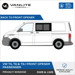 VW Transporter T5/T6/T6.1 Half Slider Window L/H (Passenger Side) Privacy Glass