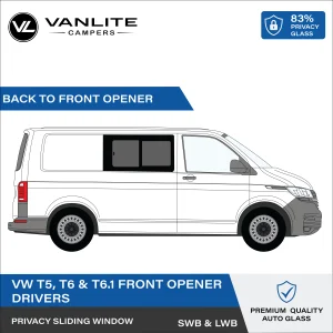 VW Transporter T5/T6/T6.1 Half Slider Window R/H (Driver Side) Privacy Glass