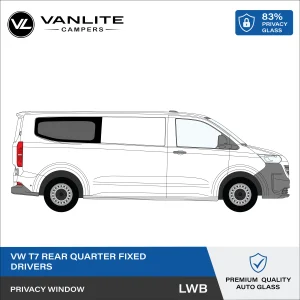 VW Transporter T7 Rear Quarter Window LWB R/H (Driver Side) Privacy Glass