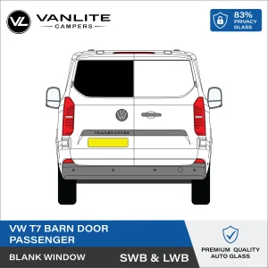 VW Transporter T7 Barn Door Window L/H (Passenger Side) Blank Glass