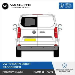 VW Transporter T7 Barn Door Window L/H (Passenger Side) Privacy Glass