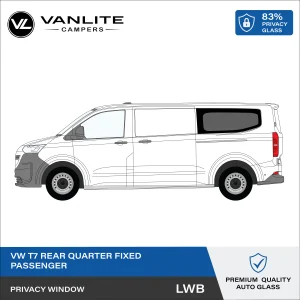 VW Transporter T7 Rear Quarter Window LWB L/H (Passenger Side) Privacy Glass