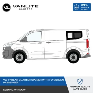 VW Transporter T7 Rear SWB Half Slider Window L/H (Passenger Side) Privacy Glass