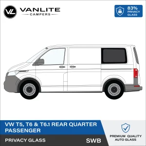 VW Transporter T5/T6/T6.1 Rear Quarter Window SWB L/H (Passenger Side) Privacy Glass