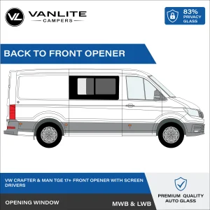 VW Crafter 2017+ / MAN TGE Half Slider Window R/H (Driver Side) Privacy Glass + Flyscreen