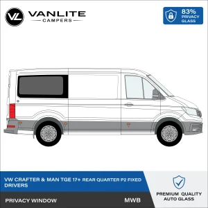 VW Crafter 2017+ / MAN TGE P2 MWB Window R/H (Driver Side) Privacy Glass