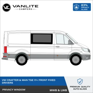 VW Crafter 2017+ / MAN TGE Front Fixed Window R/H (Driver Side) Privacy Glass