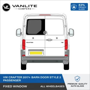 VW Crafter 2017+ Barn Door Window L/H (Passenger Side) Privacy Glass - Logo Cut-Out