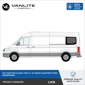 VW Crafter 2017+ / MAN TGE P3 LWB Window L/H (Passenger Side) Privacy Glass