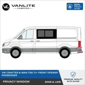 VW Crafter 2017+ / MAN TGE Front Half Slider Window L/H (Passenger Side) Privacy Glass