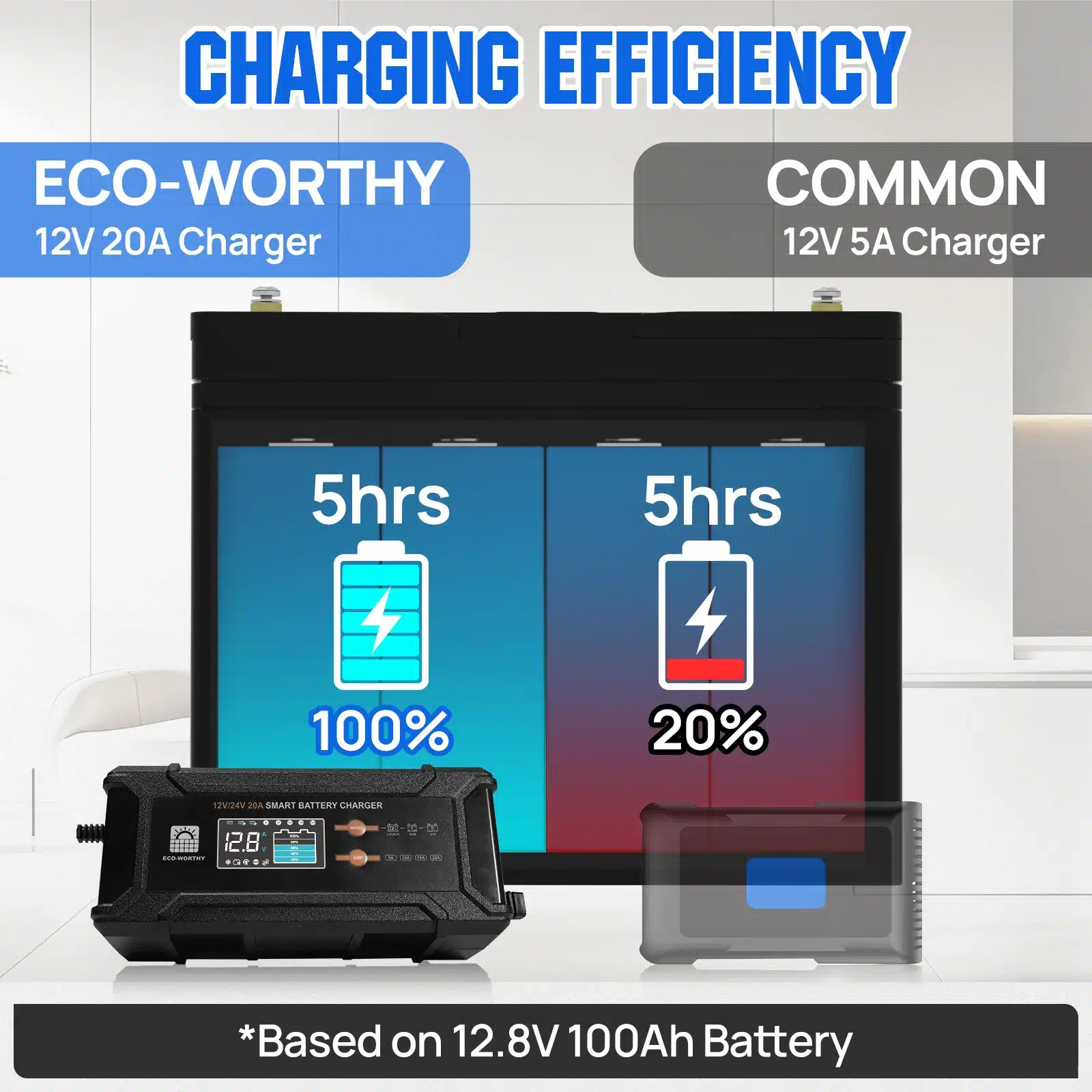 Eco-Worthy 12V/24V 20A Smart Battery Charger for Lithium Batteries - Image 6