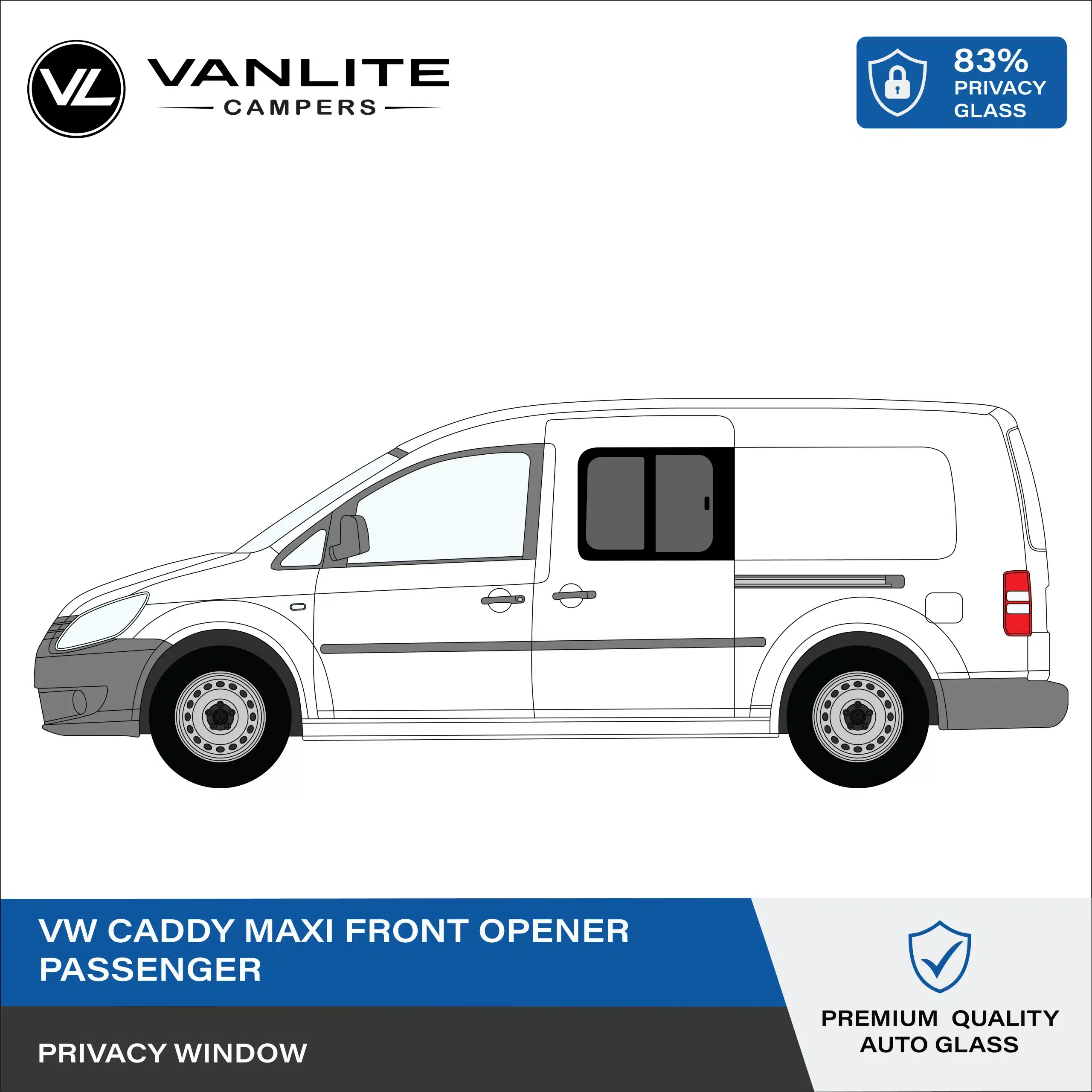 VW Caddy Maxi 2003-2021 Half Slider Window L/H (Passenger Side) Privacy Glass