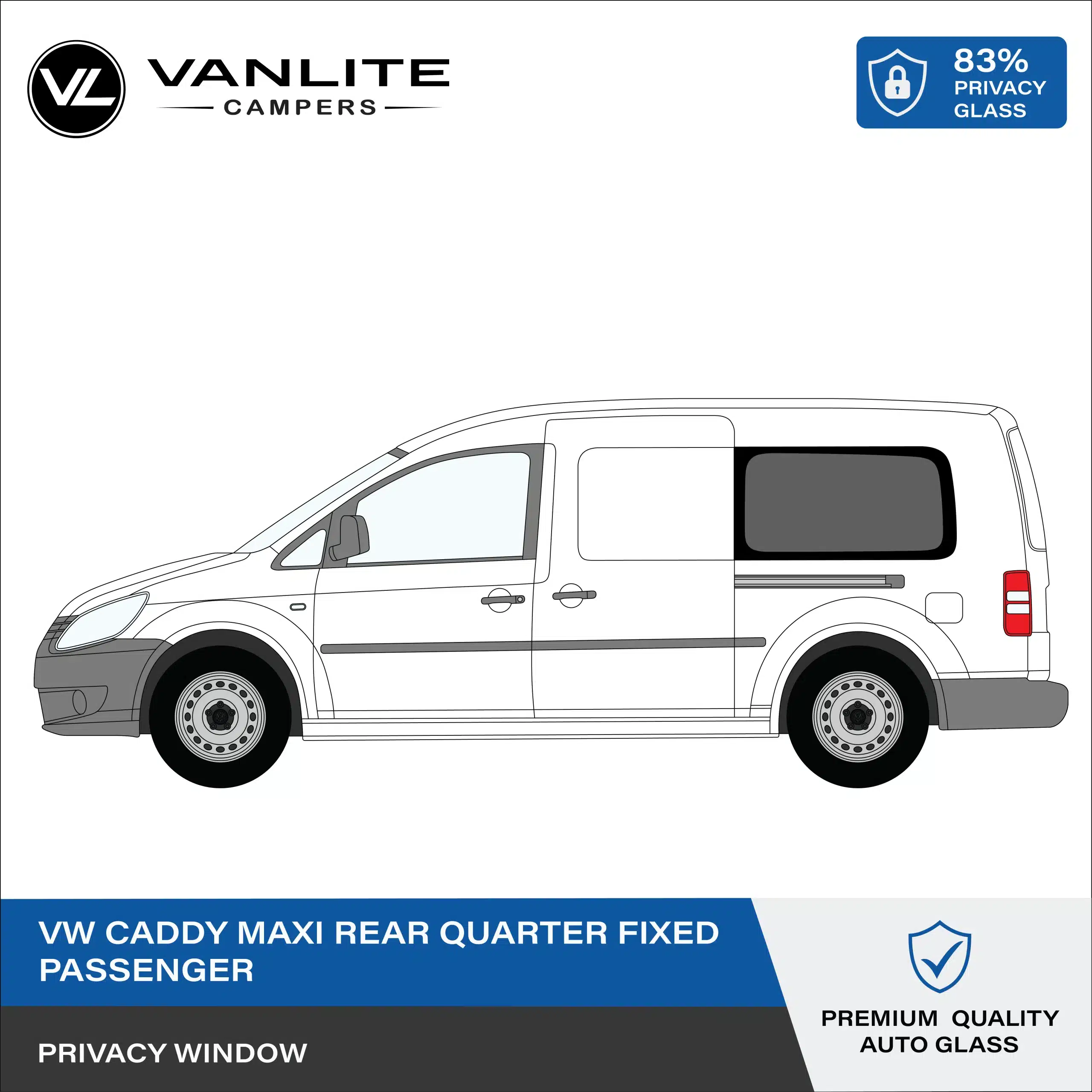 VW Caddy Maxi 2003-2021 Rear LWB Window L/H (Passenger Side) Privacy Glass