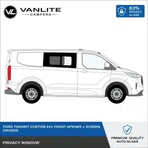 Ford Transit Custom 2024+ Front Half Slider Window R/H (Driver Side) Privacy Glass + Flyscreen