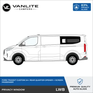 Ford Transit Custom 2024+ Rear LWB Half Slider Window L/H (Passenger Side) Privacy Glass