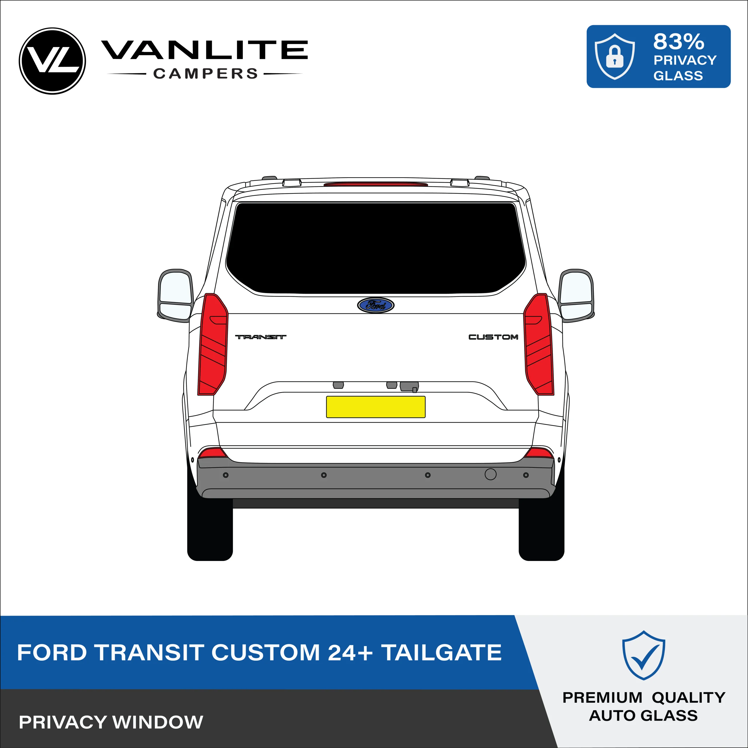 Ford Transit Custom 2024+ Tailgate Window Privacy Glass