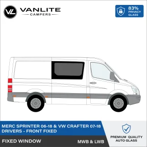 VW Crafter 2007-2018 / Mercedes Sprinter 2006+ Front Fixed Window M/LWB R/H (Driver Side) Privacy Glass
