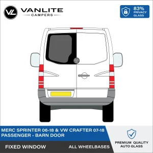 VW Crafter 2007-2018 / Mercedes Sprinter 2006-2018 Barn Door Window L/H (Passenger Side) Privacy Glass - Fits Logo