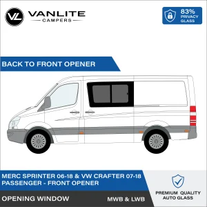 VW Crafter 2007-2018 / Mercedes Sprinter 2006+ Half Slider Window M/LWB L/H (Passenger Side) Privacy Glass