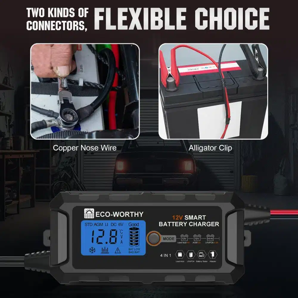 Eco-Worthy 12V 10A Smart Battery Charger with LCD Display - Image 6